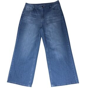 Halara Flex Low Rise Zipper Pockets Washed Baggy Wide Leg Casual Jeans Large